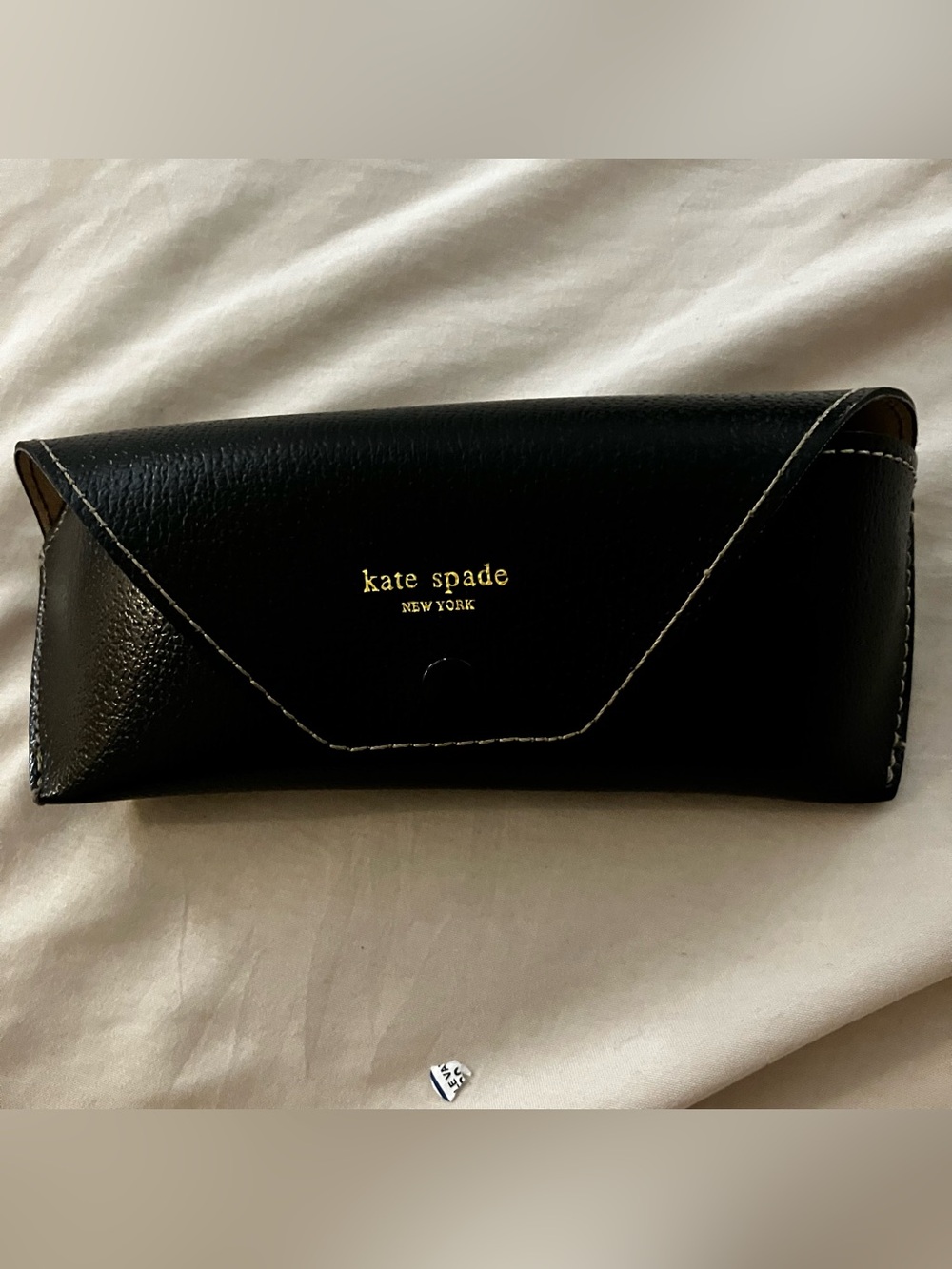 Kate Spade New York Black faux Leather Envelope Glasses Case Logo Lining